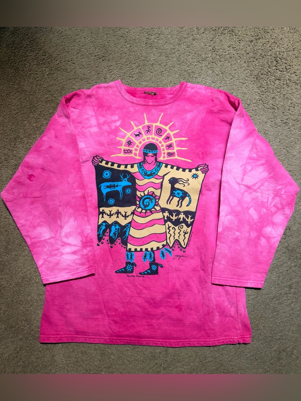 DAGOLI Vintage T Shirt Pink Long Sleeve Knowing Woman 1996